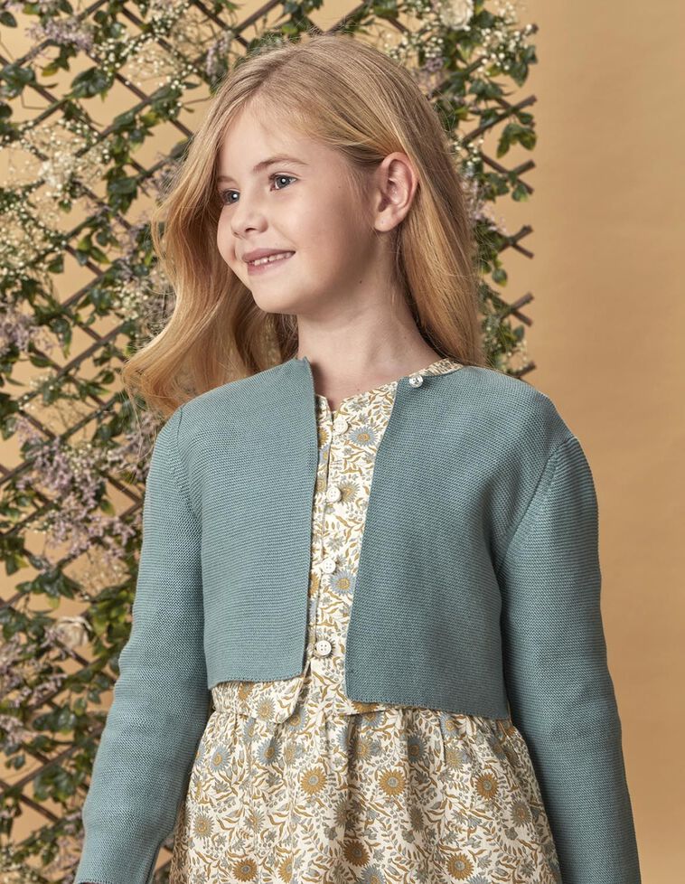 Veste courte en maille mousse verte