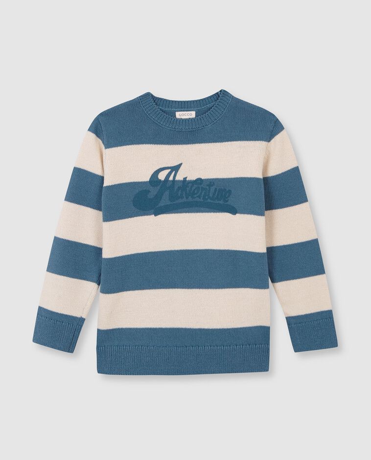 Pull &agrave; rayures avec motif bleu