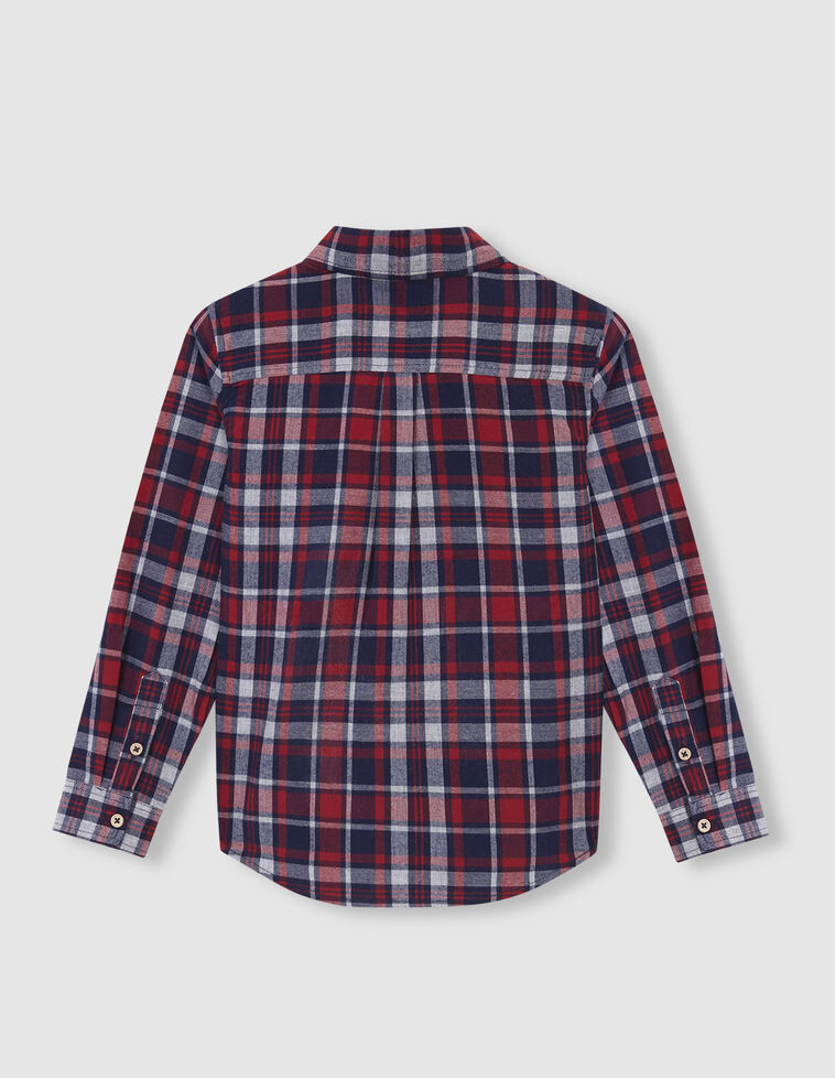 Camisa cuadros marino y fresa