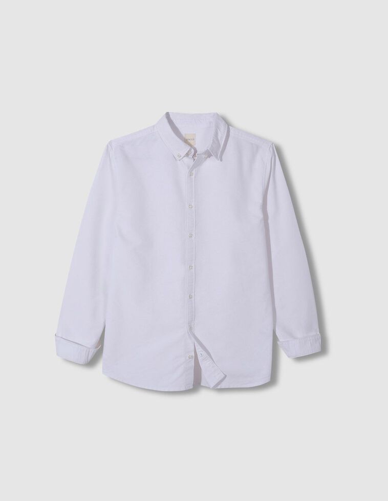 Camisa com padrão de riscas Oxford  branca