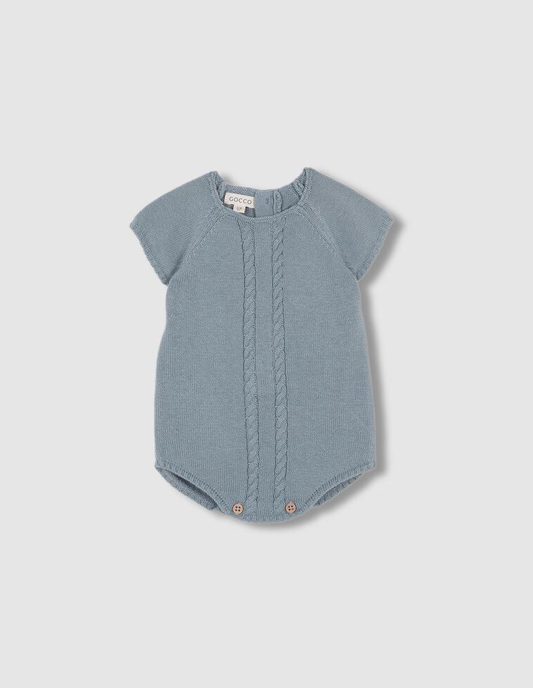 Babygrow sem pernas em malha de oitos  turquesa