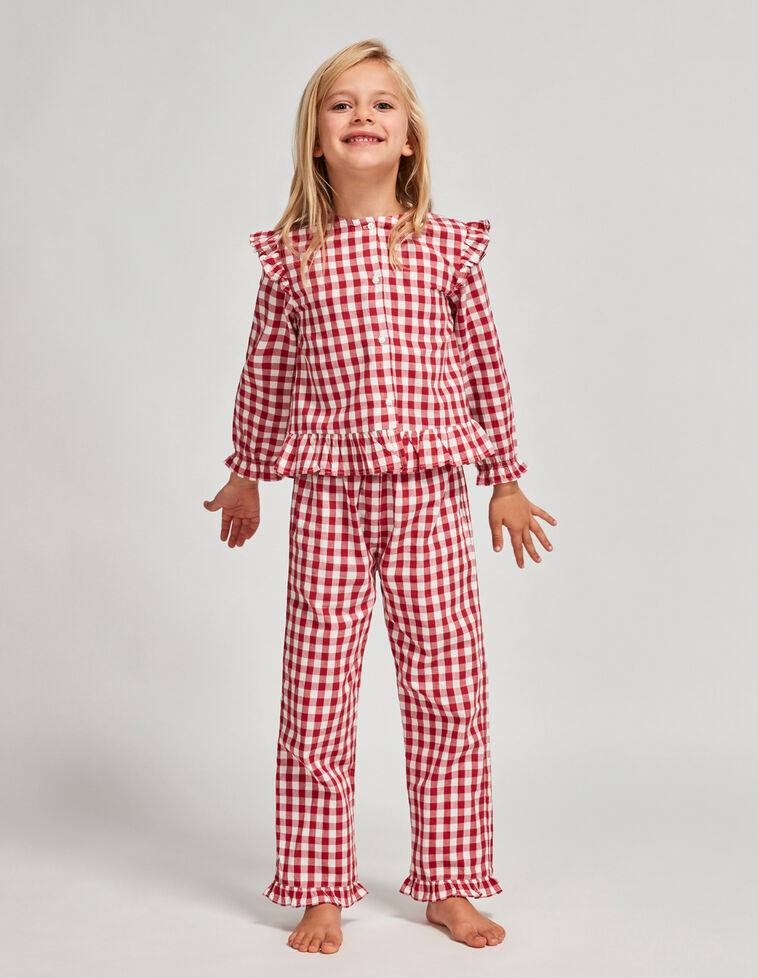 Pijama cuadro vichy rojo.