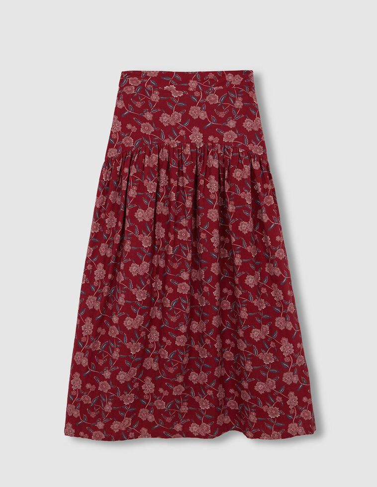 Jupe à fleurs pour maman bordeaux