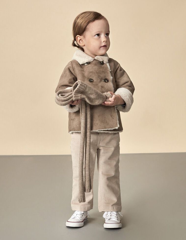 Cappotto Double Face Con Cappuccio Marrone