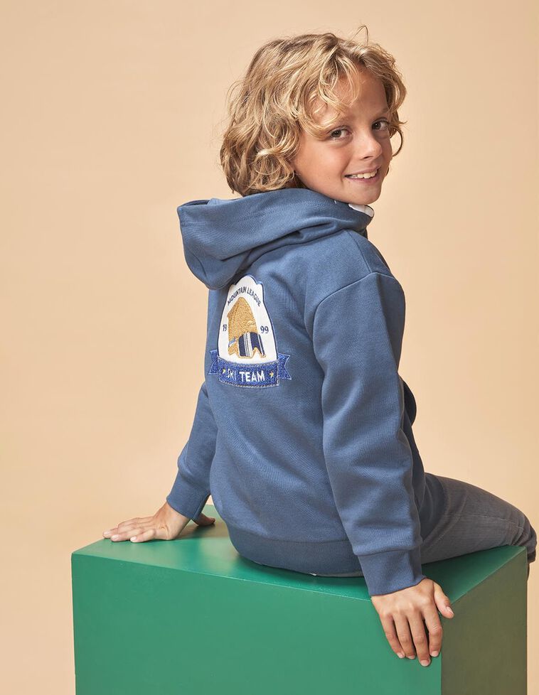 Felpa con zip blu