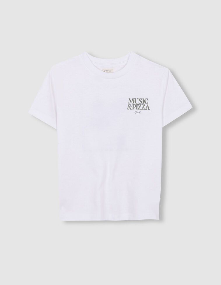 T-shirt imprimé musique blanc
