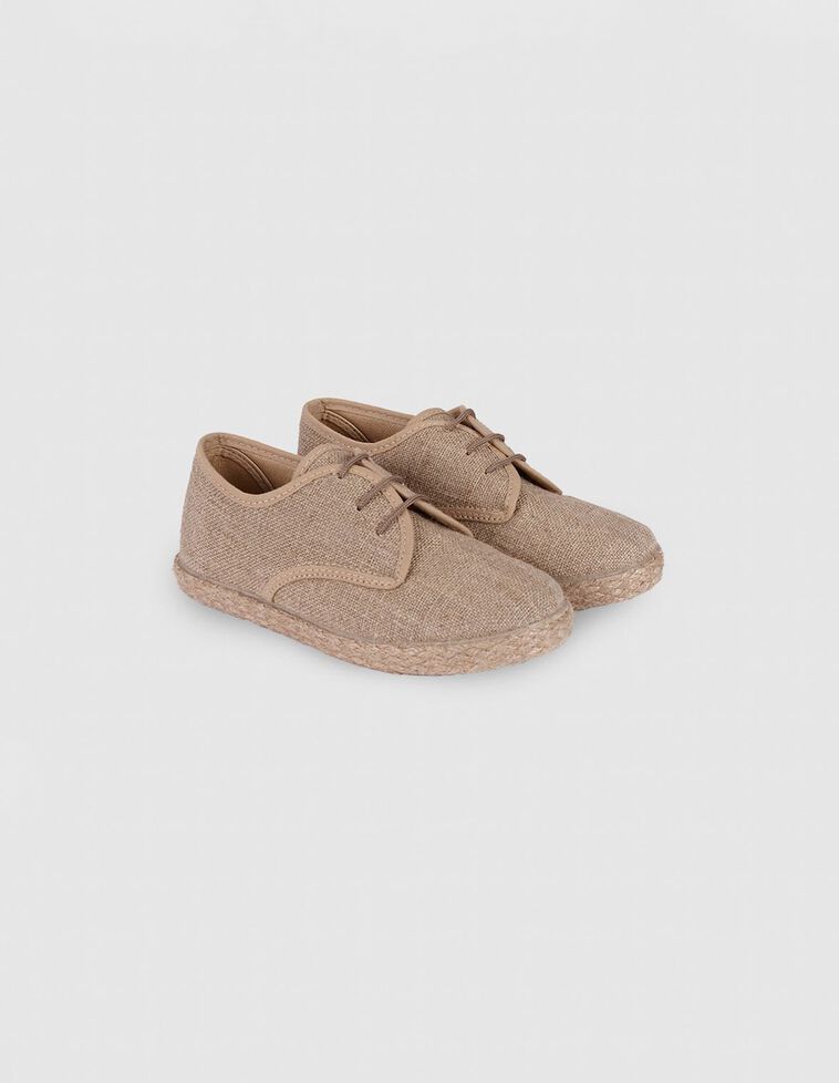 Scarpa stringata in lino marrone