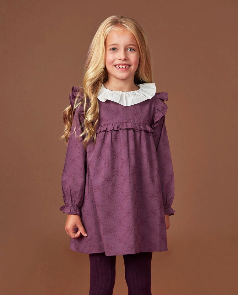 Lila Lochmusterkleid M&auml;dchen