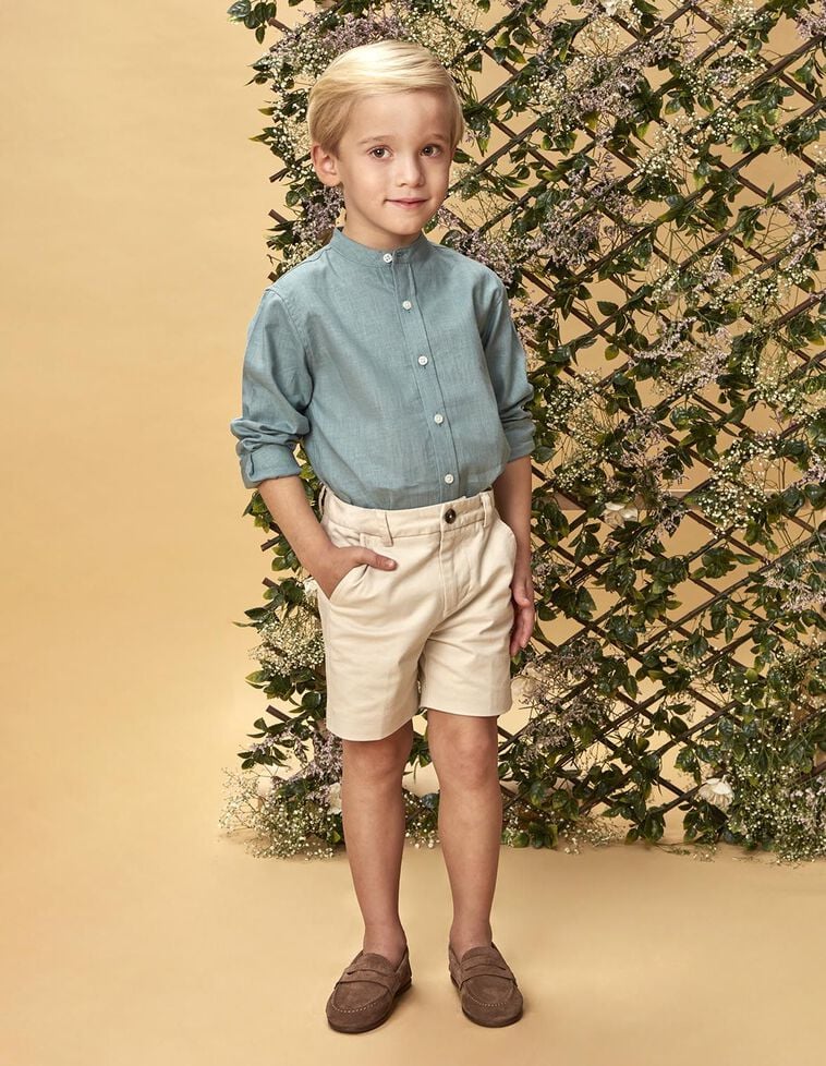 Chemise bakery en lin vert