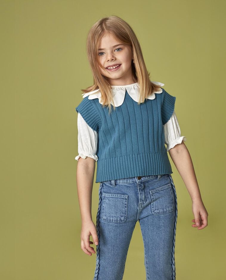 Gilet en maille bleu