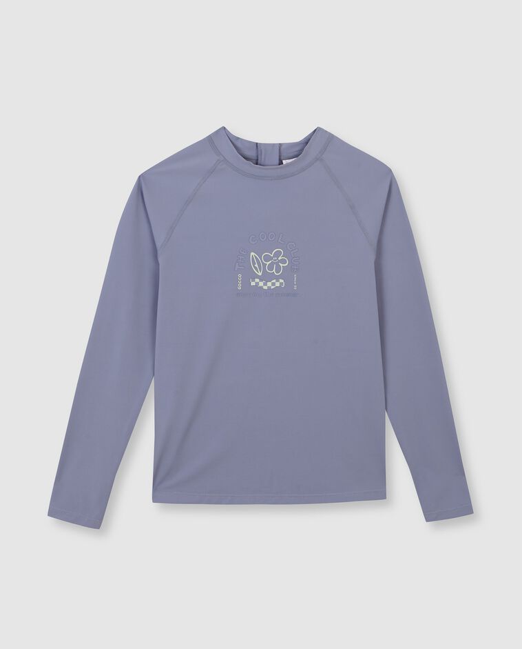 T-shirt de protection solaire &agrave; fleurs r&eacute;tro bleu