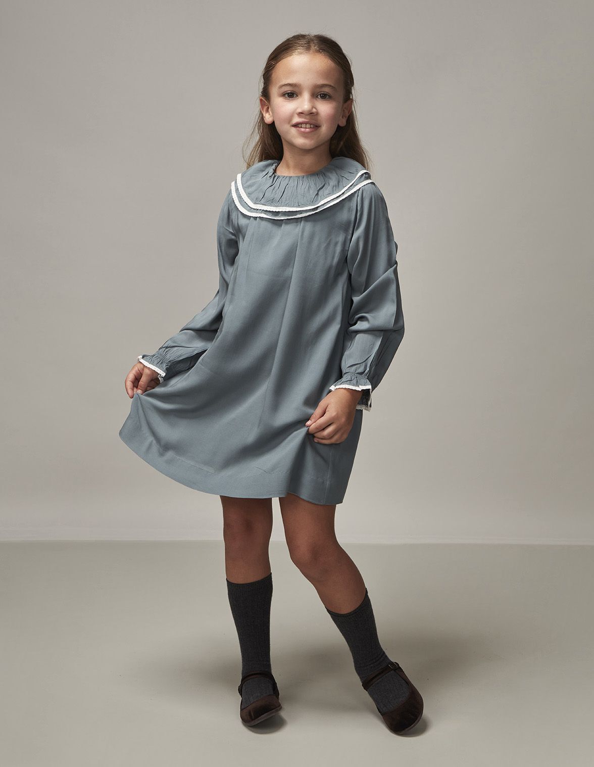 Robe double volant avec bandes brod es Fille Gocco