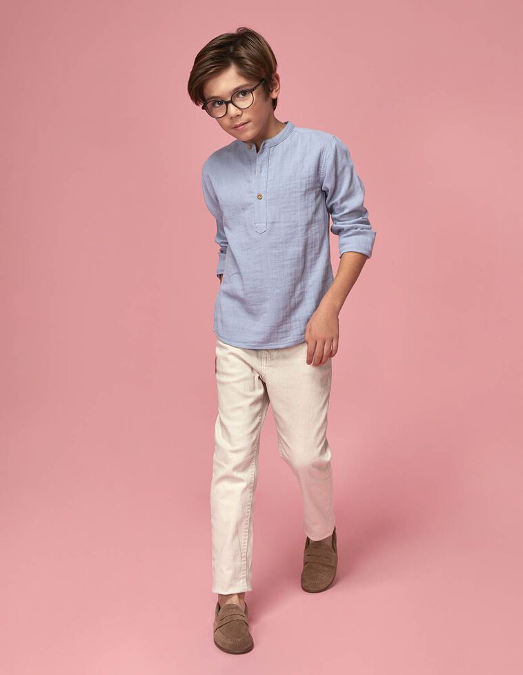 Camicia liscia azzurro