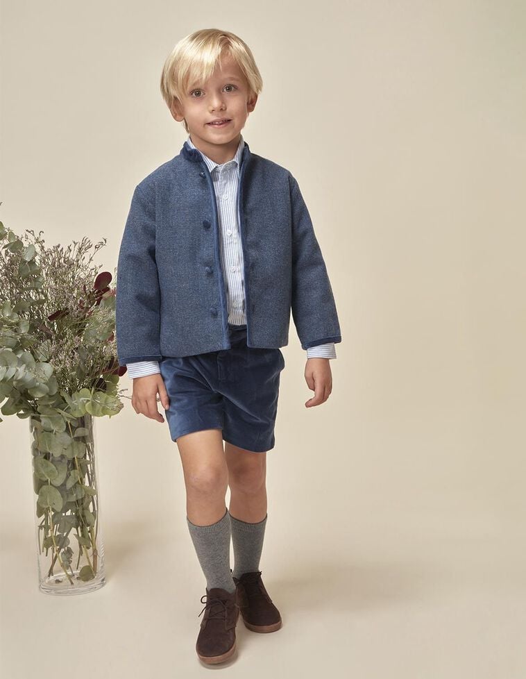 Giacca in lana spigata blu