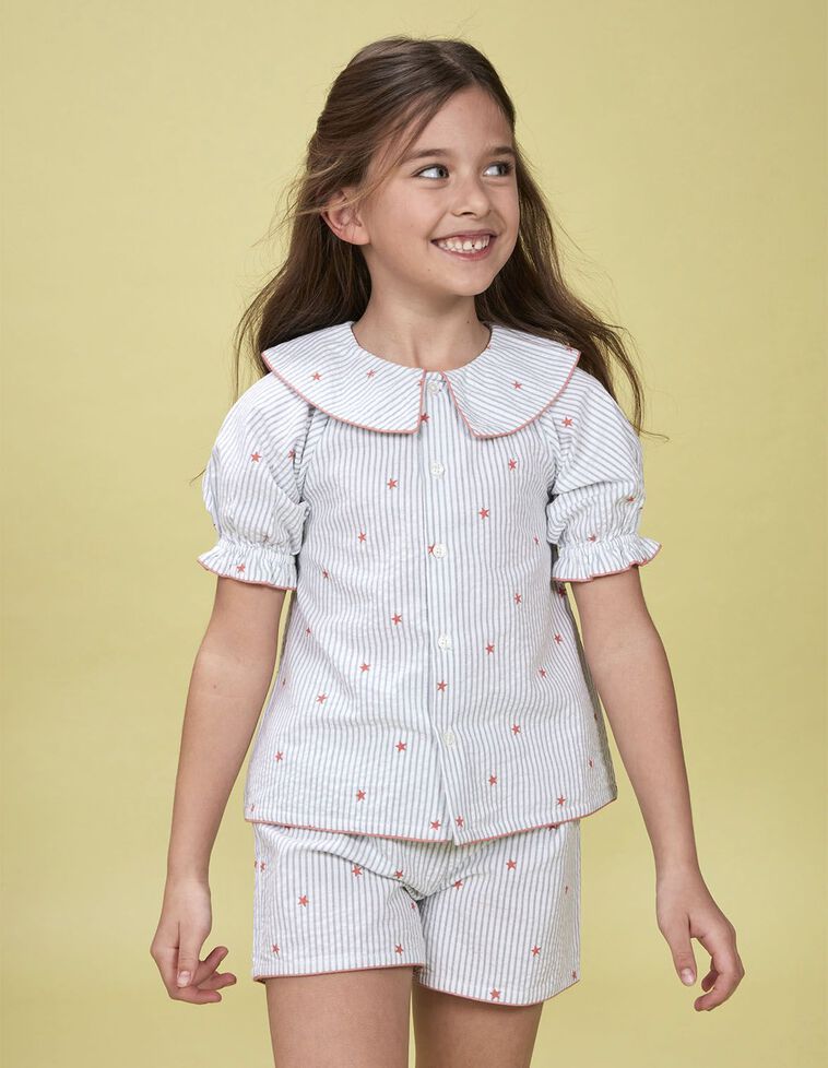 Pyjama rayé à étoiles blanches