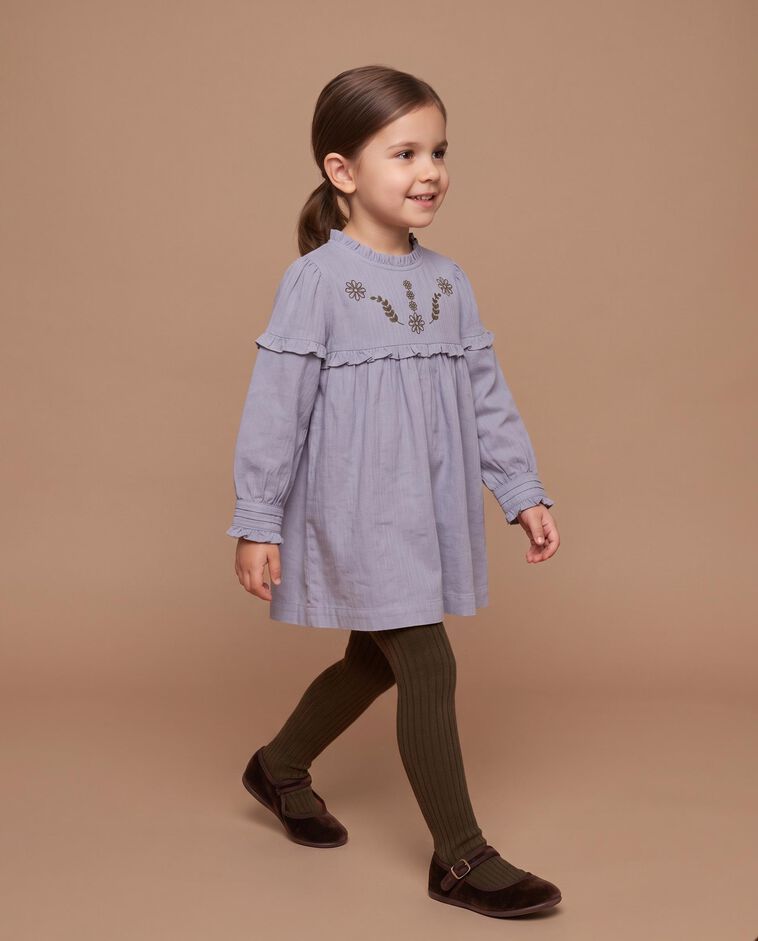 Vestido azul com bordados menina