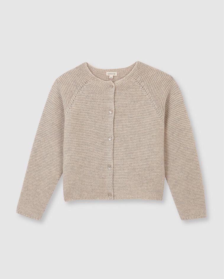 Steinfarbener Bobble-Strickcardigan M&auml;dchen