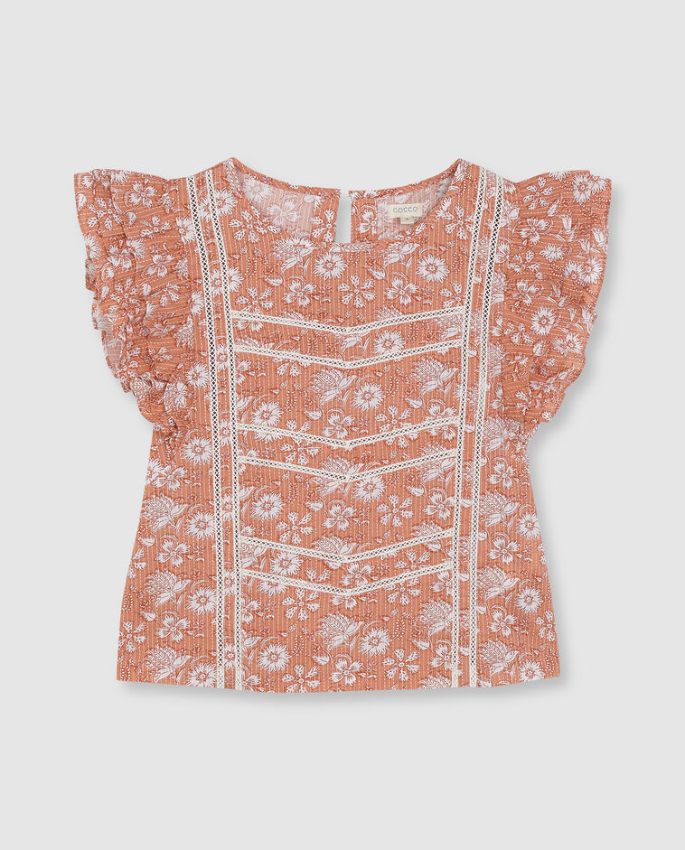 Blouse m&egrave;re &agrave; fleurs indiennes rose