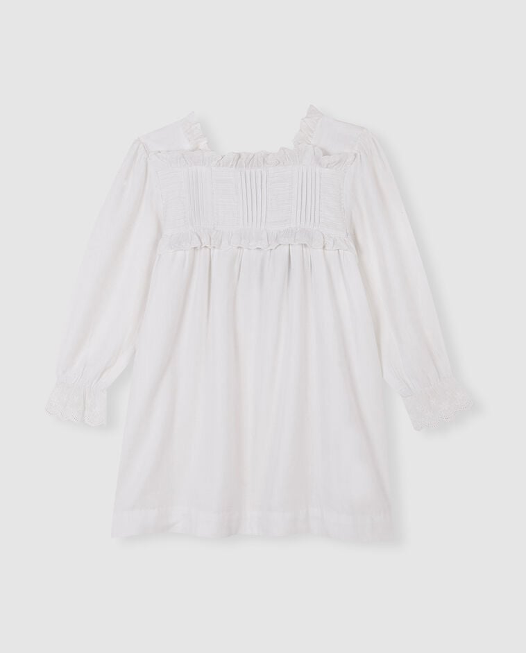 Robe blanche avec dentelle fille