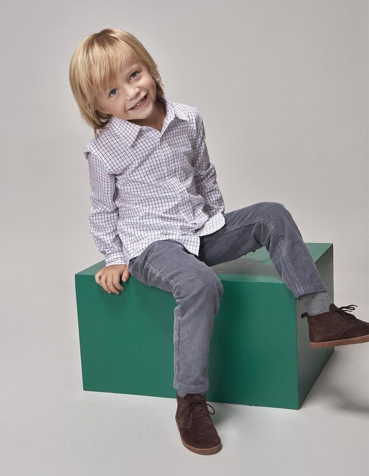 Camisa xadrez com carcela longa branca