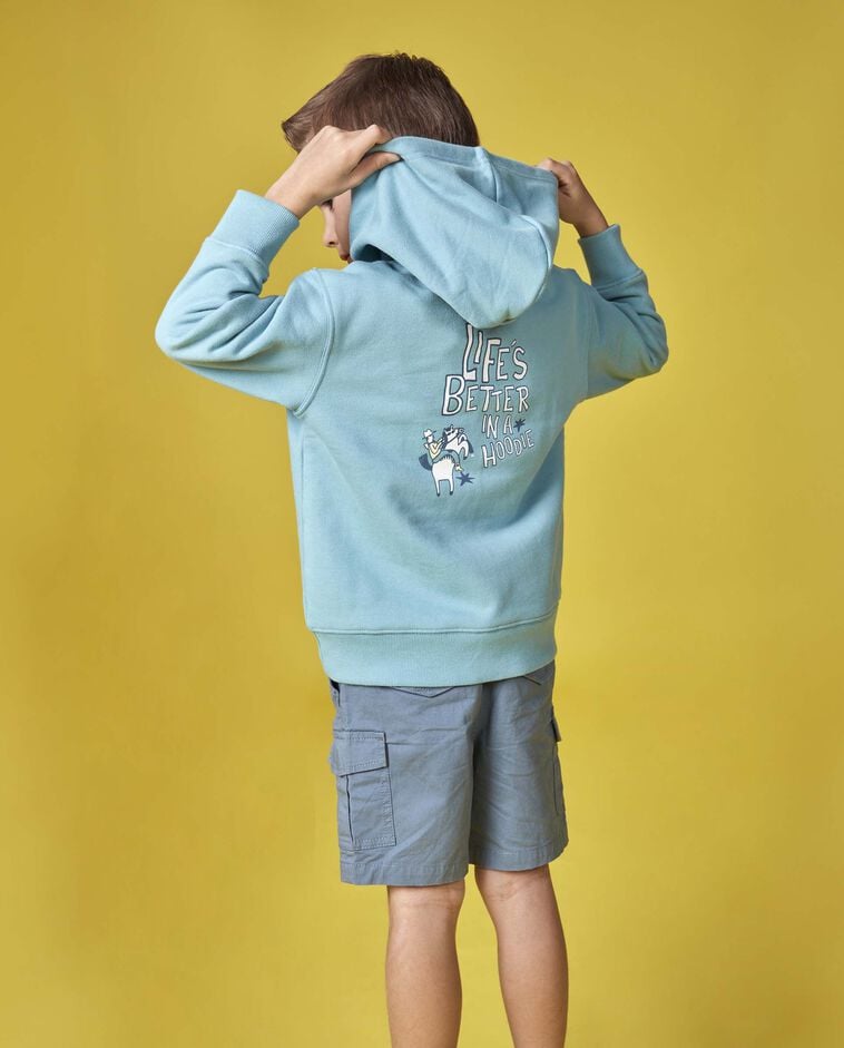 Sweat &agrave; message bleu clair