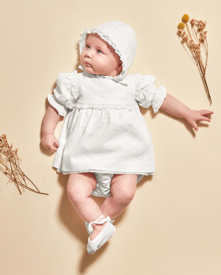 Vestido linho com encaixe branco/a