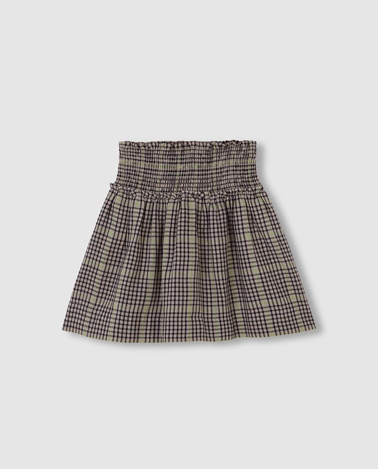 Jupe marron &agrave; carreaux fille