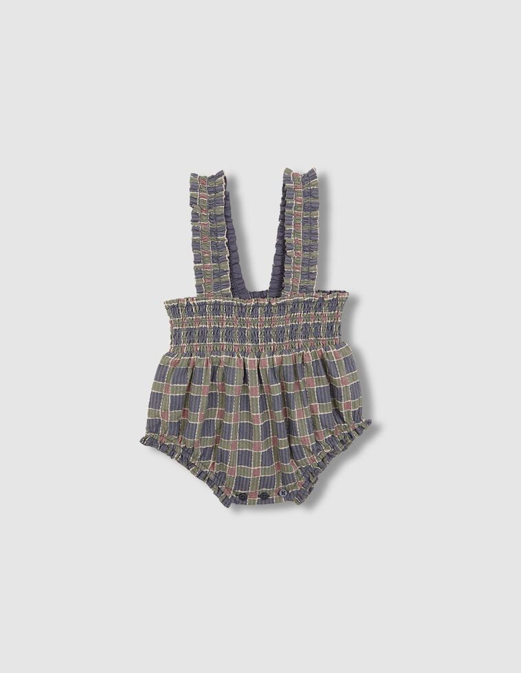 Barboteuse à carreaux bleu clair Barboteuse à carreaux bleu clair