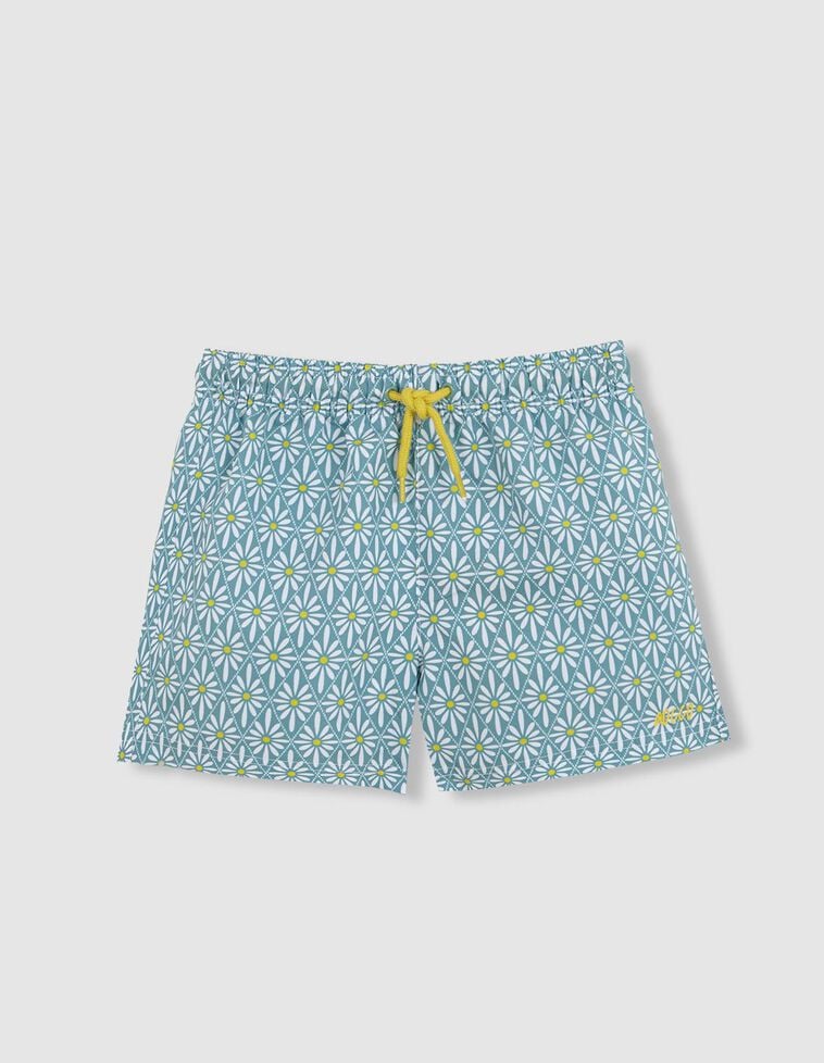 Fato de banho estampado de flor geométrica azul claro