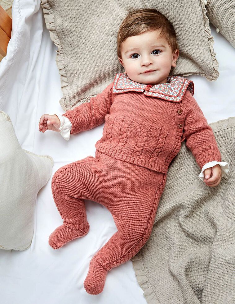 Legging en tricot avec torsades grenat