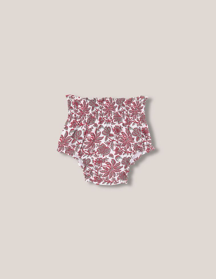 Pantalon bouffant imprimé grandes fleurs blanches