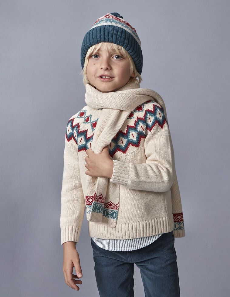 Bonnet jacquard en laine pierre Bonnet jacquard en laine pierre