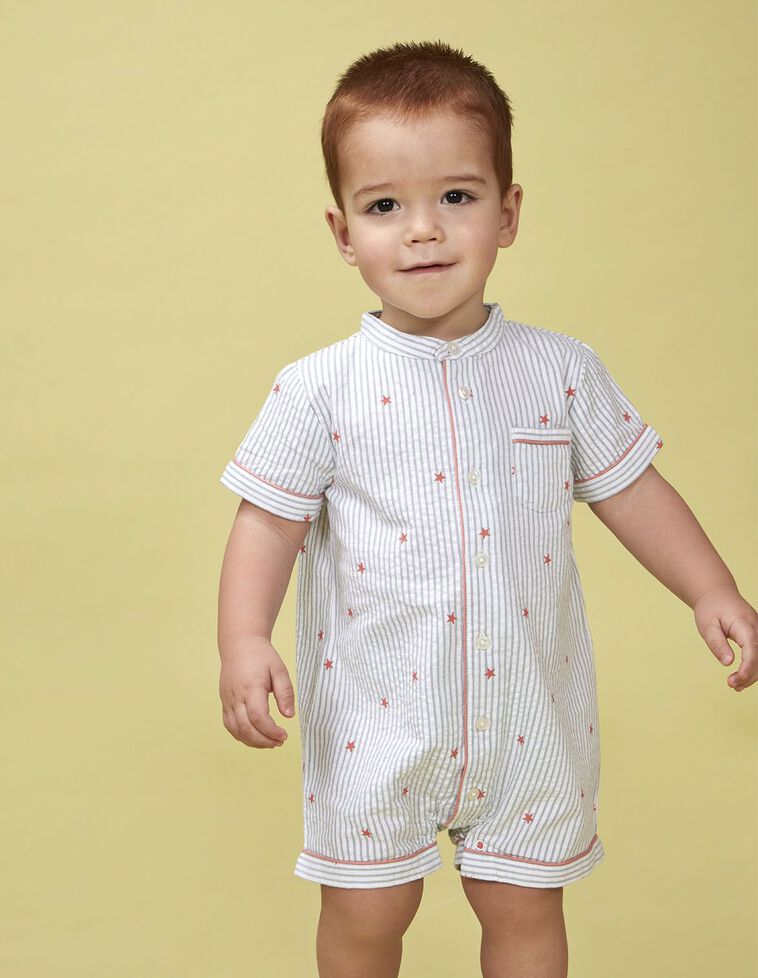 Pyjama rayé à étoiles blanches