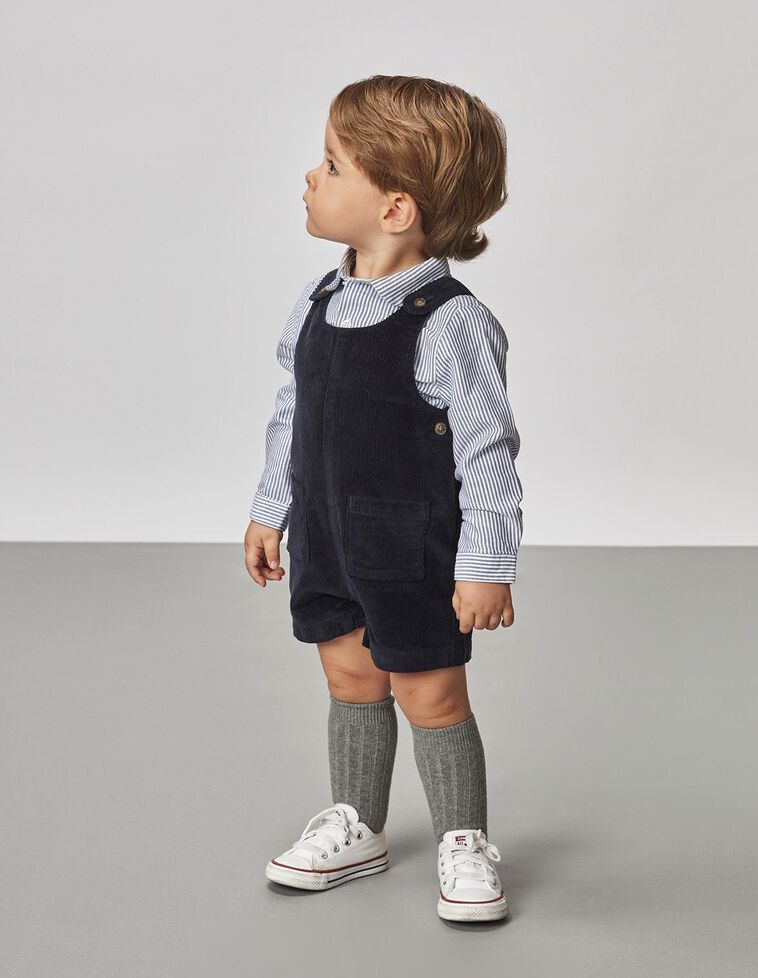 Camisa Body Gola Bebé De Riscas Azul Marinho