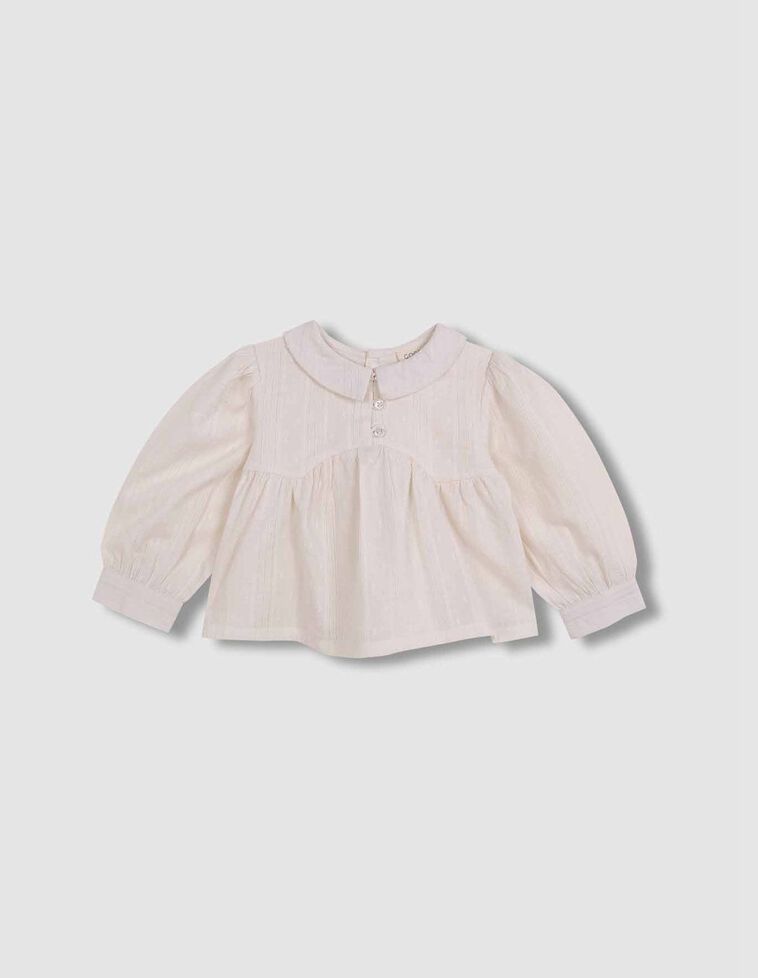 Blouse à empiècement spécial volant blanc