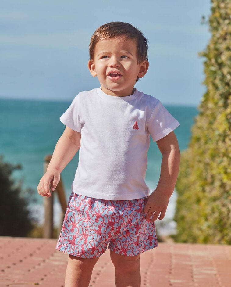 Maillot de bain imprim&eacute; poulpes bleu