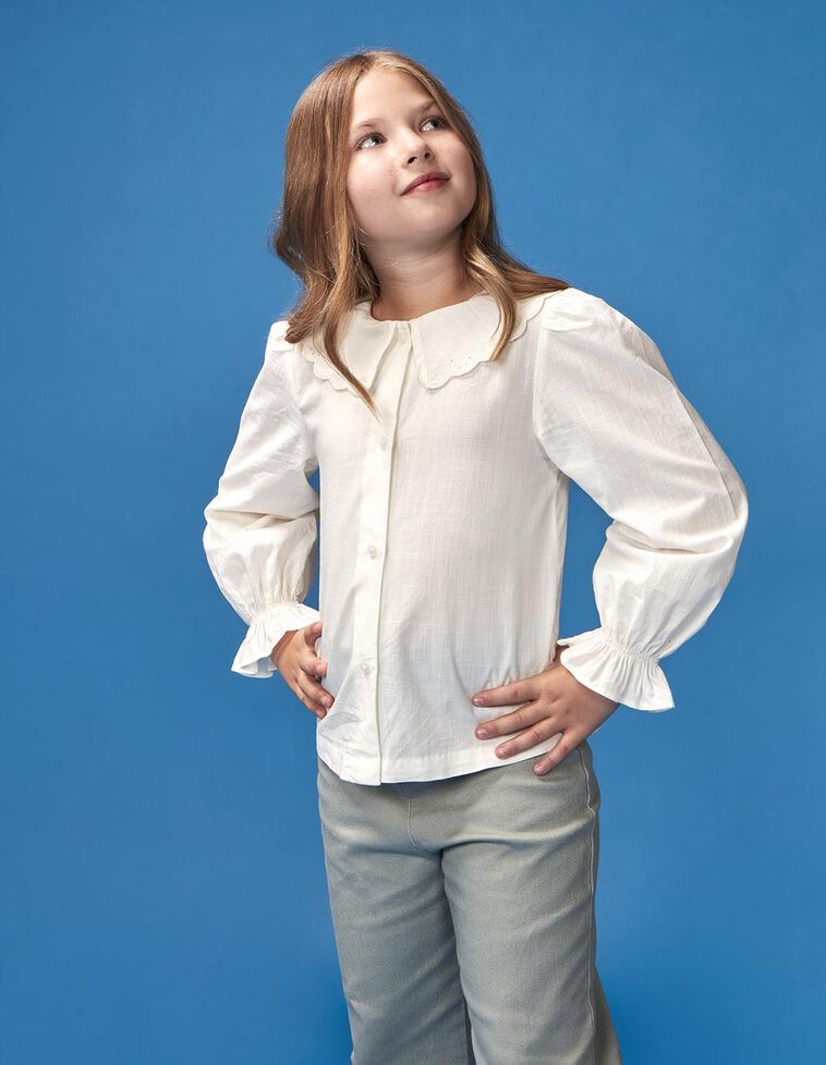 Blouse à col ondulé blanc
