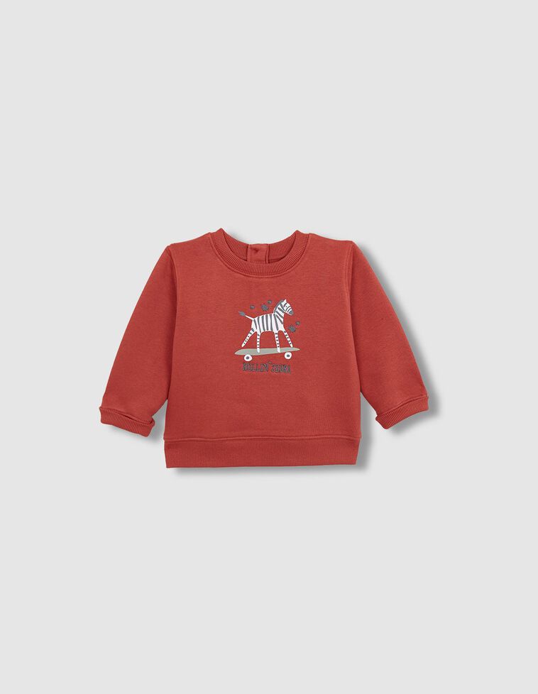 Sweat-shirt imprimé zèbre marron