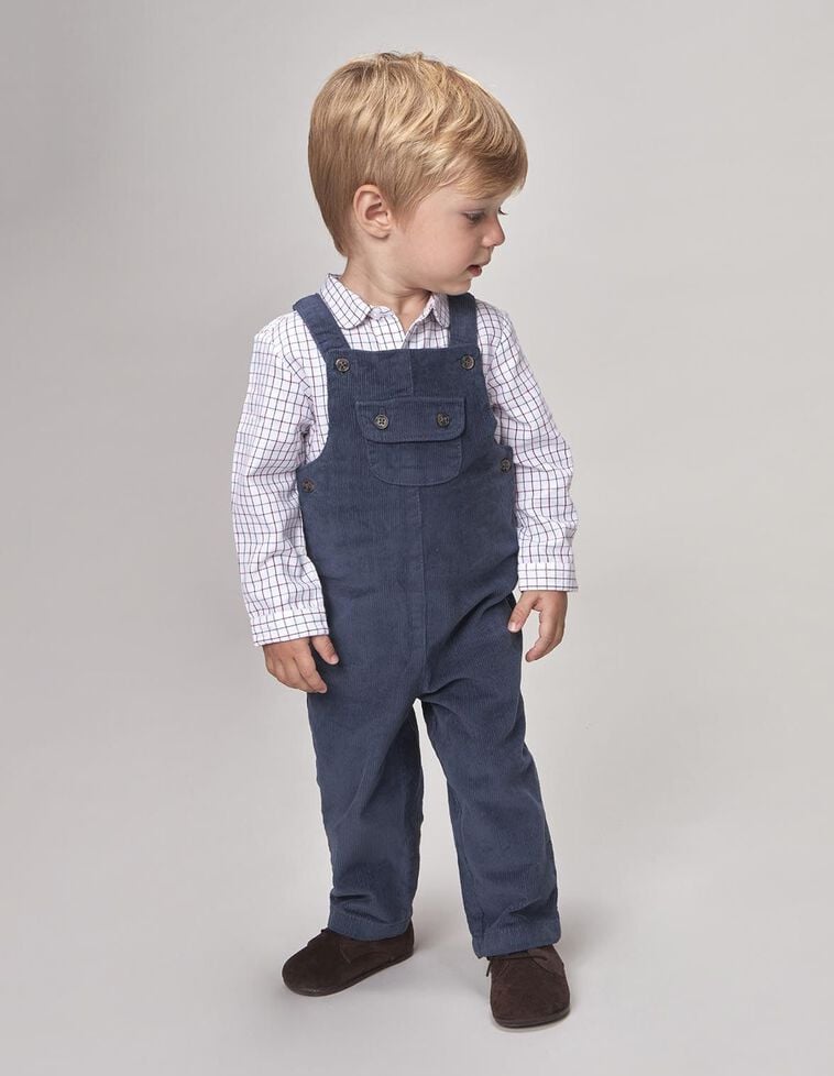 Salopette lunga in velluto blu