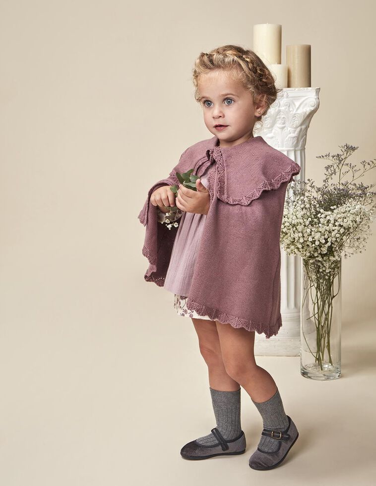 Cape rose en maille