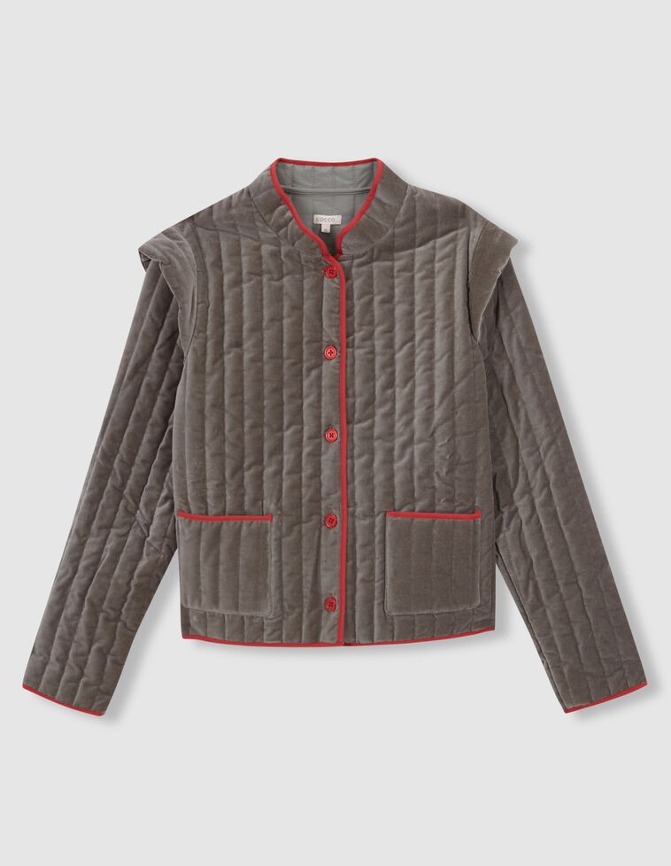 Veste en velours contrastée pour maman verte