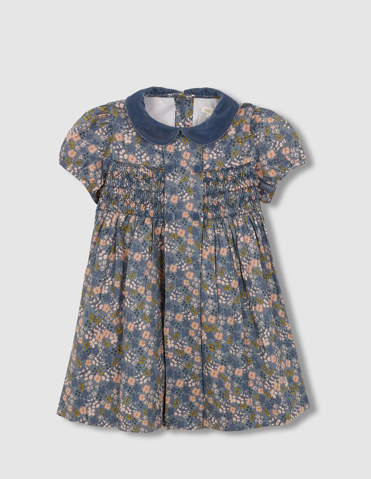 Robe verte à manches courtes nid d'abeille