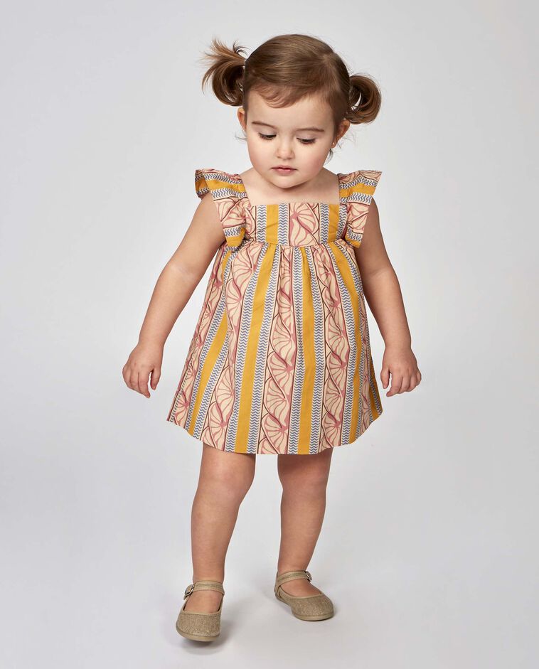 Vestido estampado &eacute;tnico rosa