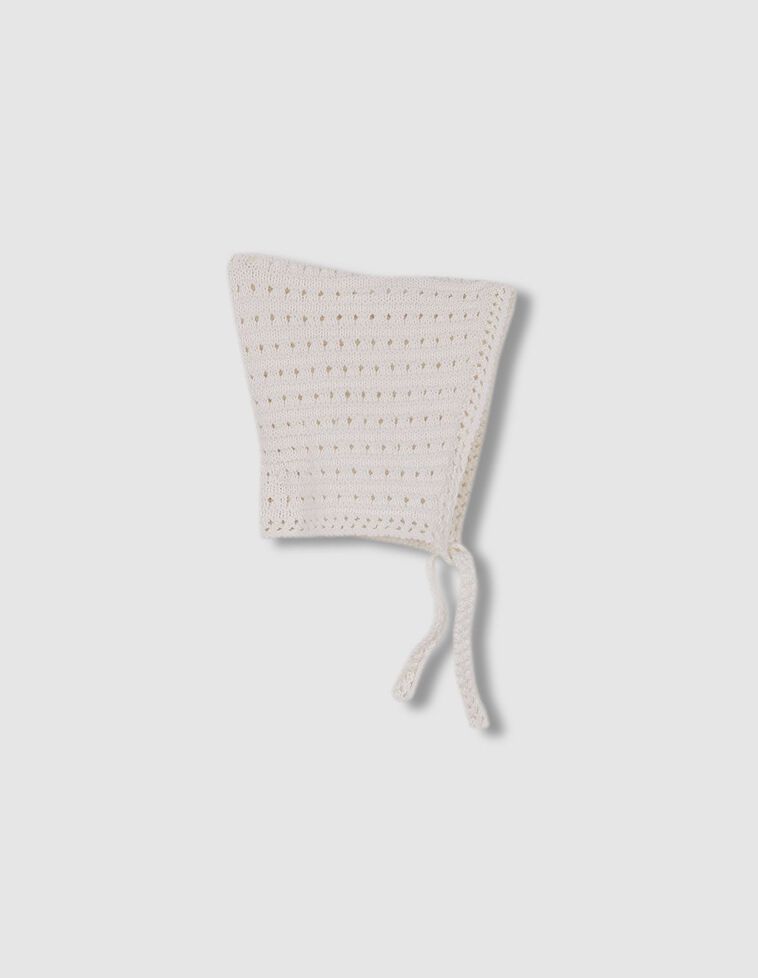 Cuffietta in maglia color bianco sporco