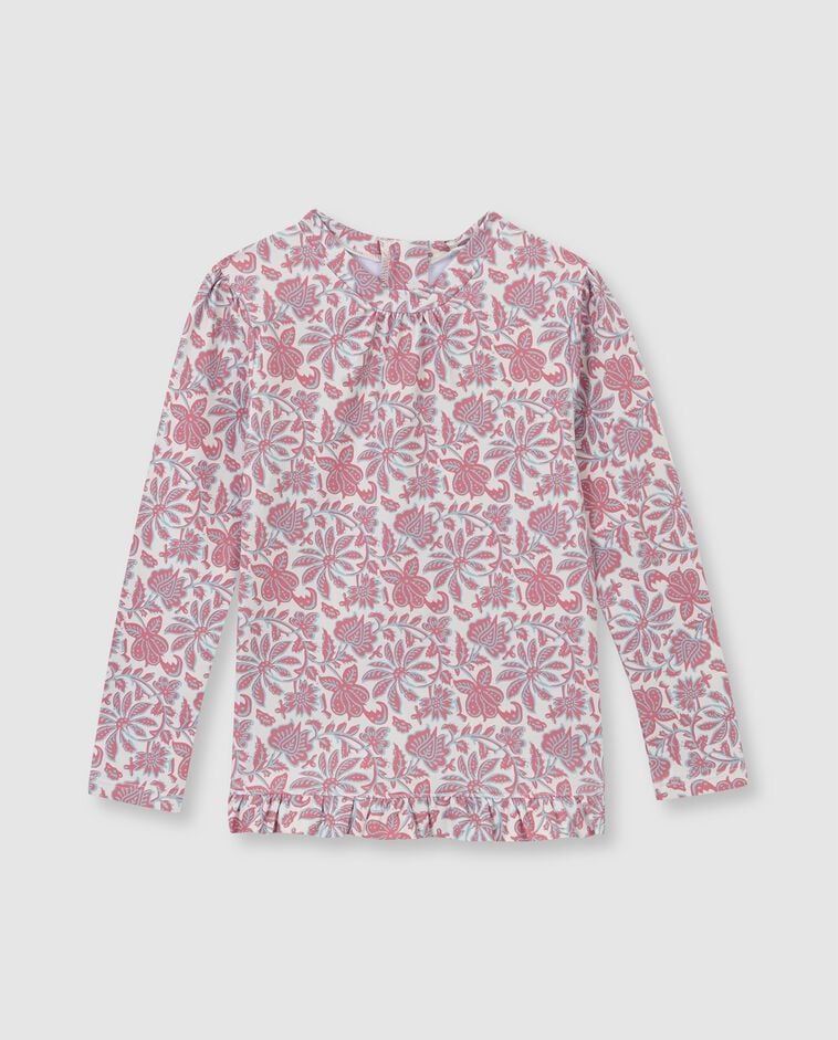 T-shirt de bain avec protection solaire beige &agrave; imprim&eacute; fleurs