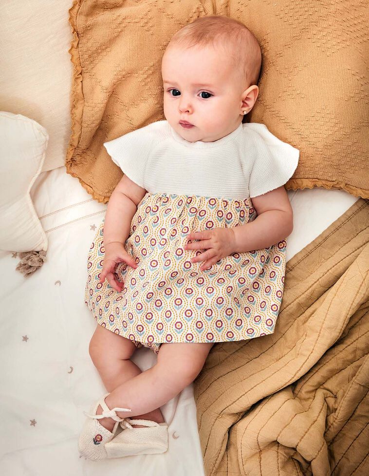 Robe combinée en maille blanche imprimée