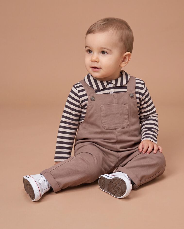 Salopette marron en serg&eacute; b&eacute;b&eacute;