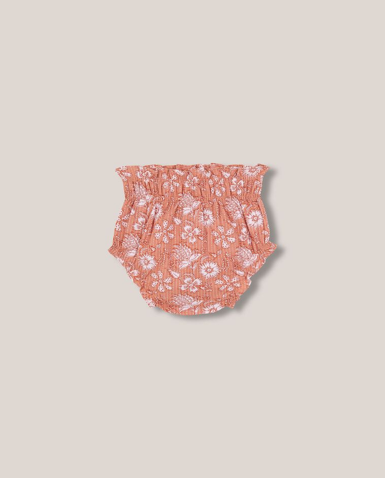 Culotte bouffante &agrave; fleurs indiennes rose