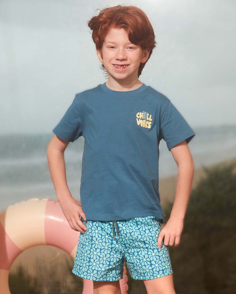 Maillot de bain imprim&eacute; r&eacute;tro bleu