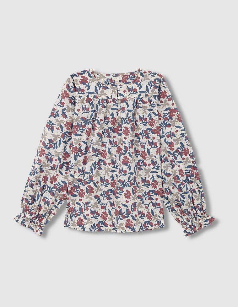 Blouse blanche à grandes fleurs